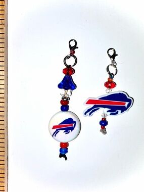 2- Dainty Handmade Buffalo Bills Themed Purse Charm Accessory
